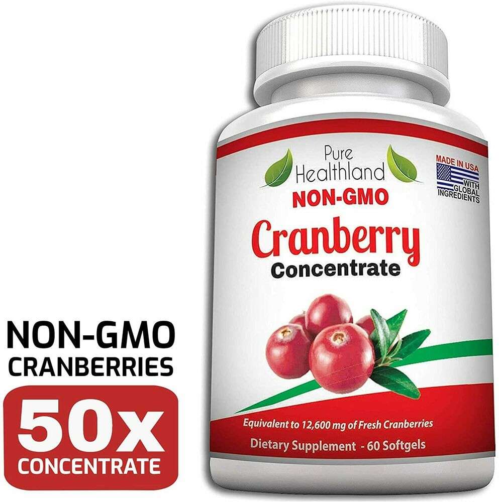 Cranberry Concentrate Supplement Softgels for Urinary Tract Infection ...