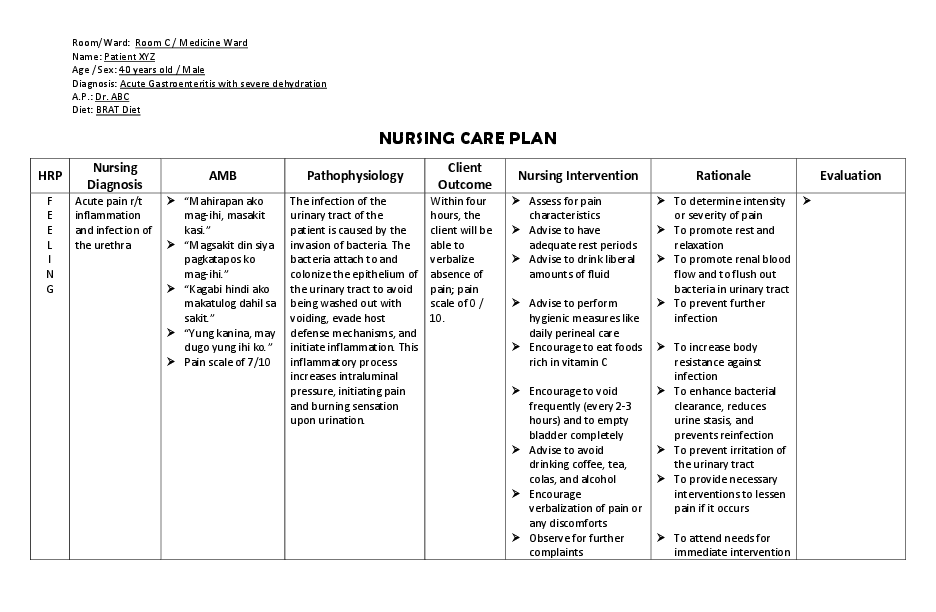 (DOC) Nursing Care Plan