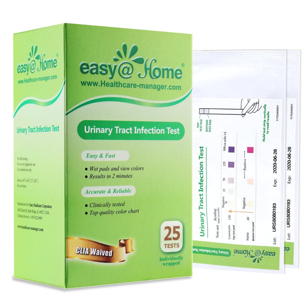 Easy@Home 25 Individual Pouch Urinary Tract Infection Test Strips, UTI
