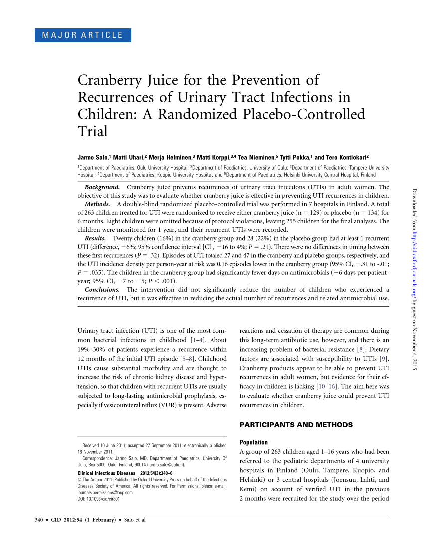 (PDF) Cranberry Juice for the Prevention of Recurrences of Urinary ...