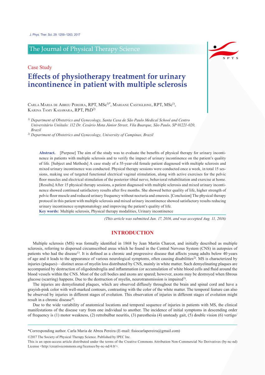 (PDF) Effects of physiotherapy treatment for urinary incontinence in ...