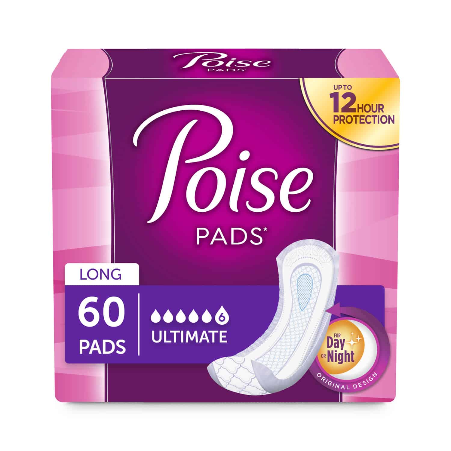 Poise Incontinence Pads for Women, Ultimate Absorbency, Long, 60 Ct ...