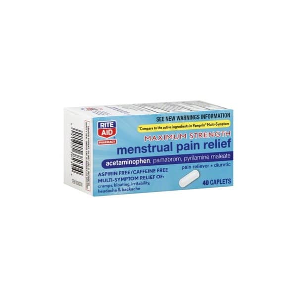 Rite Aid Pharmacy Menstrual Pain Relief, Maximum Strength, Caplets, 40 ...