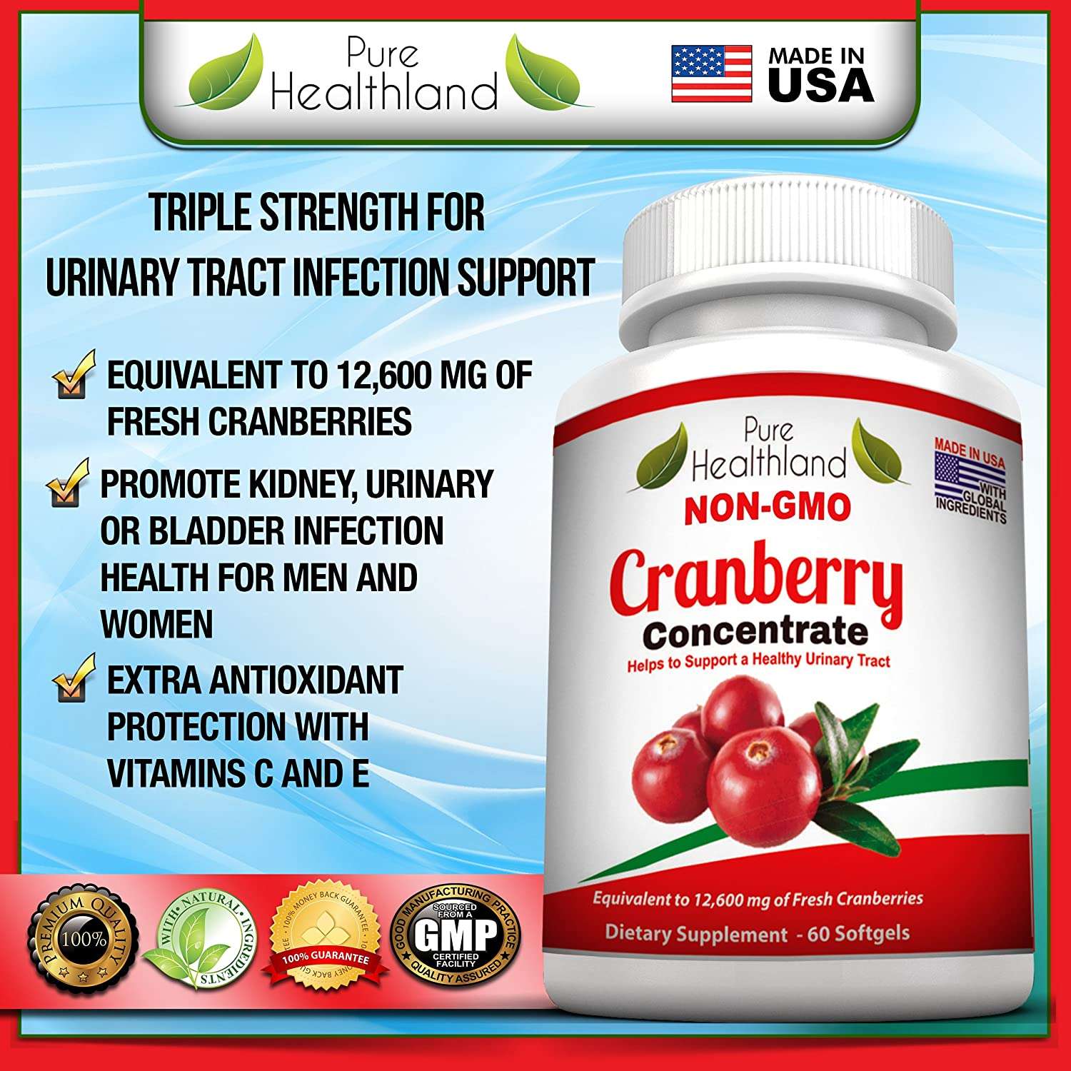 Triple Strength Cranberry Concentrate Supplement Pills for ...
